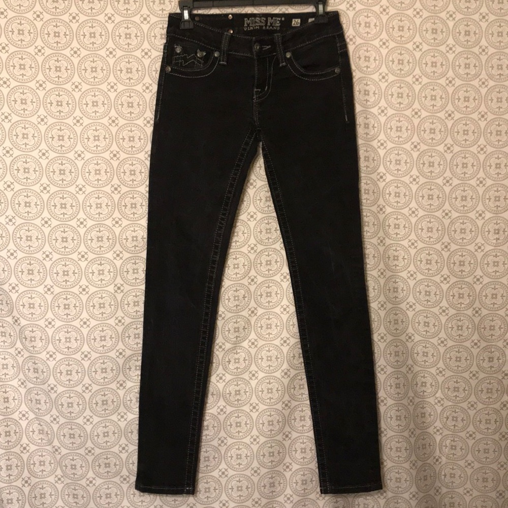 Miss Me Black Skinny Jeans- jeweled pockets sz 26